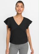 Blusa Manga Flu�da Decote V Preta 