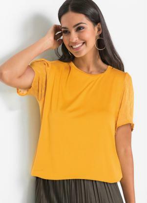 Blusa Mangas de Chiffon (Amarelo)