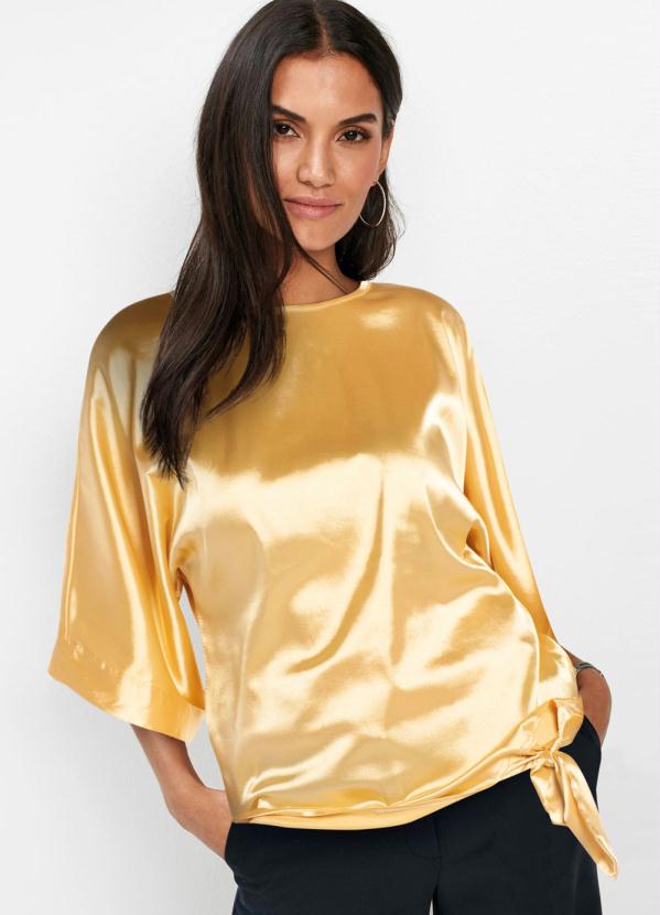 Blusa Mangas Morcego Acetinada (Amarela) Blusa Mangas Morcego Acetinada (Amarela)