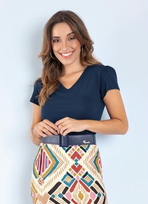 Blusa (Marinho) com Bot�es Moda Evang�lica