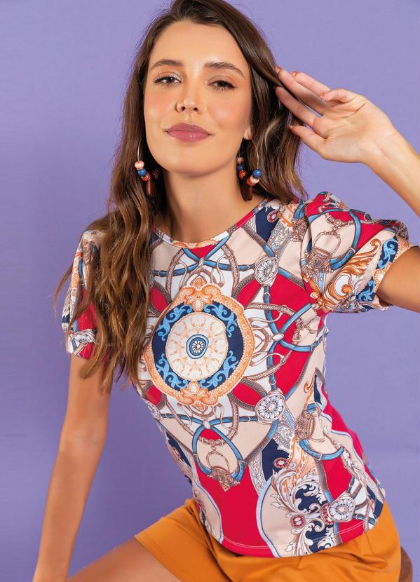 Blusa (Mix Bege) com Amarra��o no Decote Costas