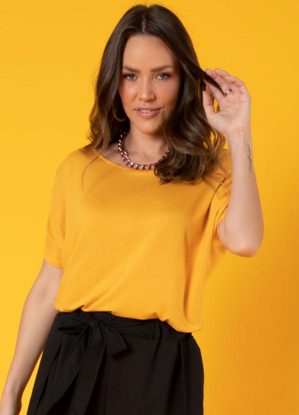 Blusa (Mostarda) com Ombros Franzidos
