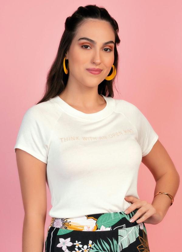 Blusa (Off White) com Estampa Flocada Rovitex