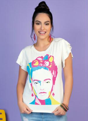 Blusa (Off White) com Estampa Frontal Neon