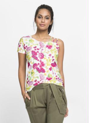 Blusa Ombro Único (Floral Branco) Blusa Ombro Único (Floral Branco)
