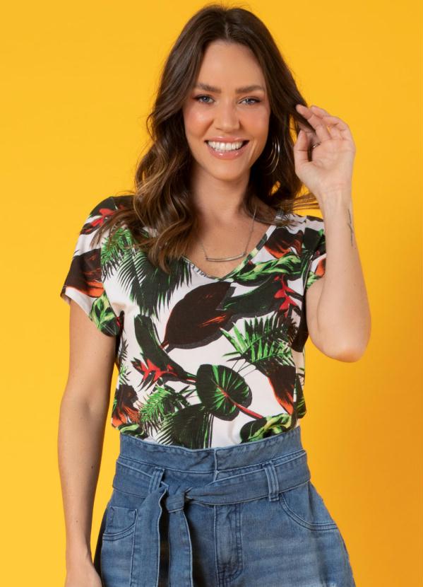 Blusa (Plantas) com Mangas Curtas Blusa (Plantas) com Mangas Curtas