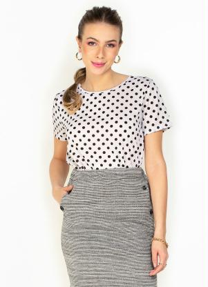 Blusa (Poá) com Decote Redondo e Manga Curta Blusa (Poá) com Decote Redondo e Manga Curta