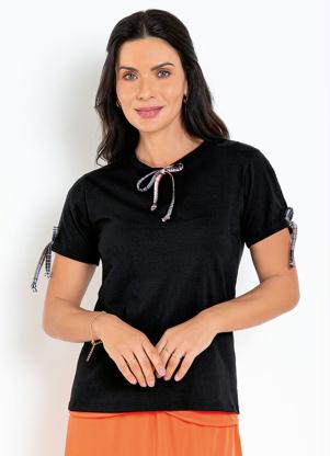 Blusa (Preta) com Amarra��o Moda Evang�lica