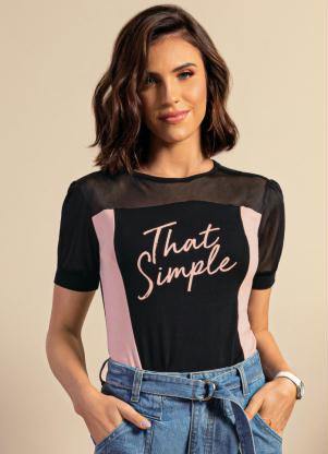 Blusa (Preta) com Detalhe em Leve Transparência Blusa (Preta) com Detalhe em Leve Transparência