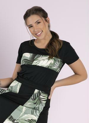 Blusa (Preta) com Recorte Moda Evang�lica