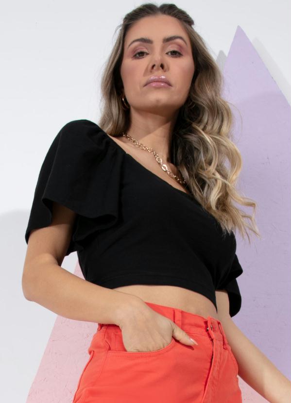 Blusa (Preta) Decote Quadrado com Amarração Costas Blusa (Preta) Decote Quadrado com Amarração Costas