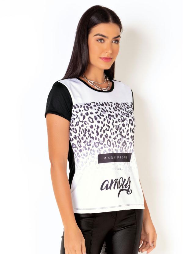 Blusa (Preta e Branca) com Estampa Frontal Blusa (Preta e Branca) com Estampa Frontal