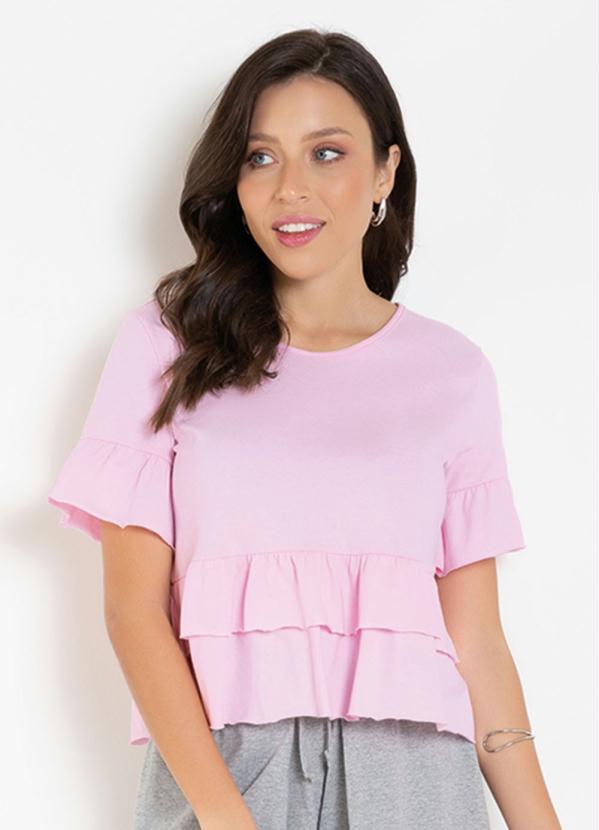 Blusa (Rosa) com Babados