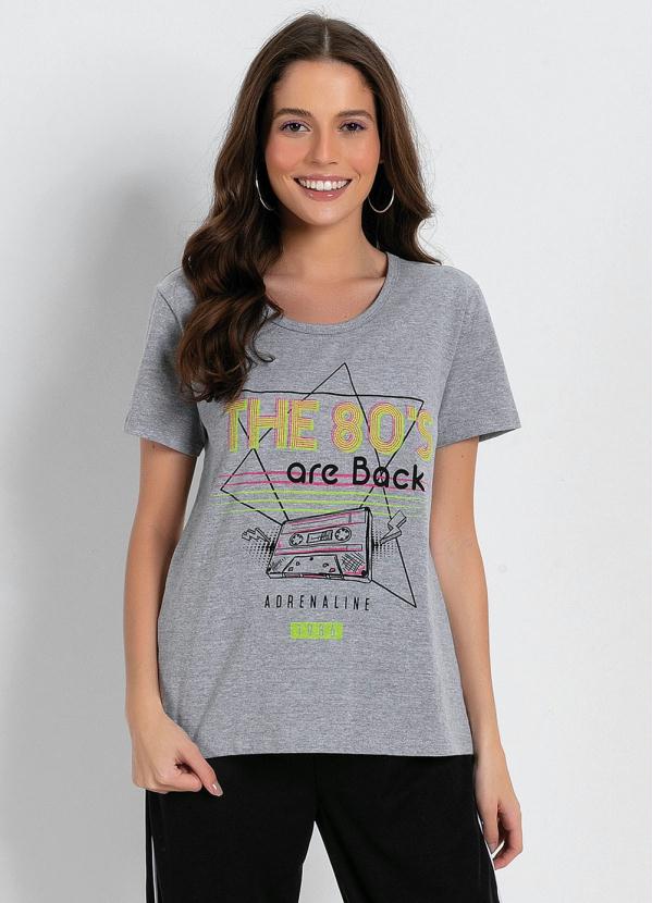 Blusa T-Shirt com Estampa Frontal (Mescla)