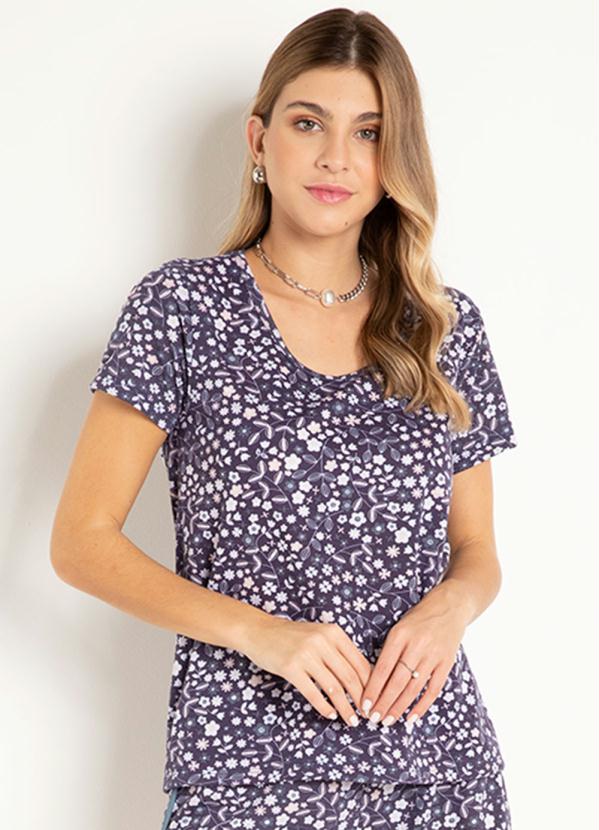 Blusa T-Shirt (Floral Marinho)