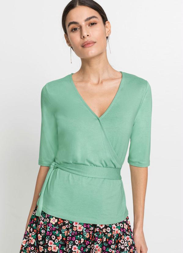 Blusa Transpassada com Amarra��o (Verde)