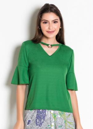 Blusa (Verde) com Argola no Decote Moda Evang�lica