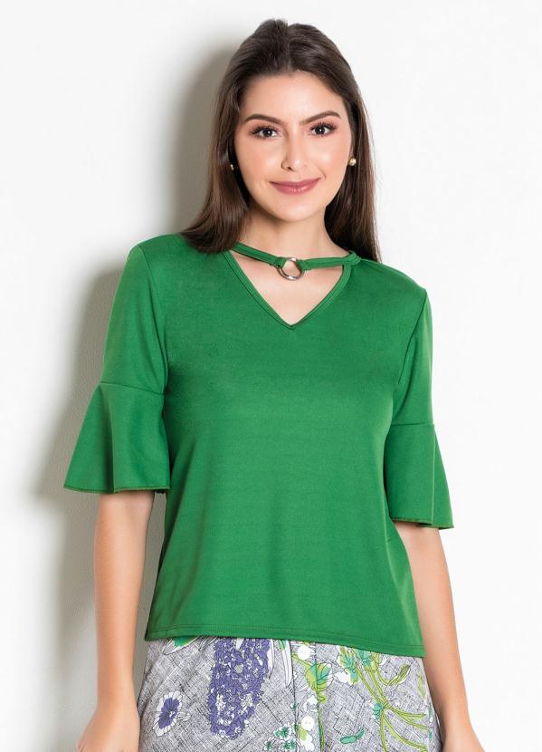 Blusa (Verde) com Argola no Decote Moda Evang�lica