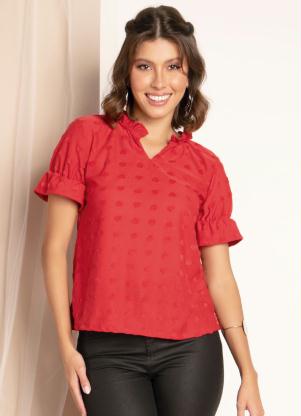 Blusa (Vermelha) com Babadinhos no Decote