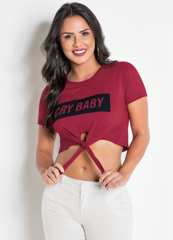 Cropped (Vermelho) com Amarra��o na Barra