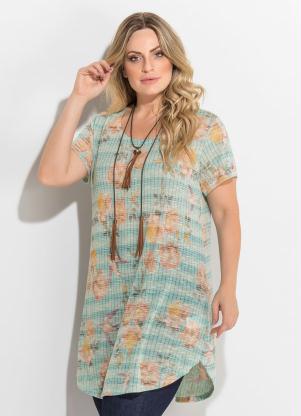 Maxi Tee (Floral Listrada) Ampla