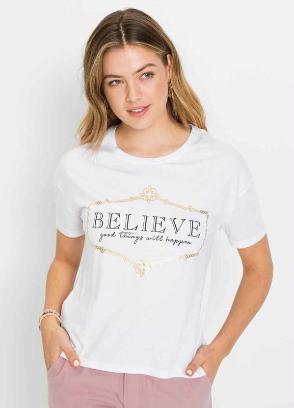 T-Shirt Básica Manga Curta Estampada (Branca) T-Shirt Básica Manga Curta Estampada (Branca)