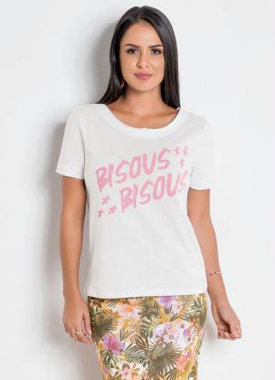 T- Shirt (Branca) com Decote e Manga Corte a Fio