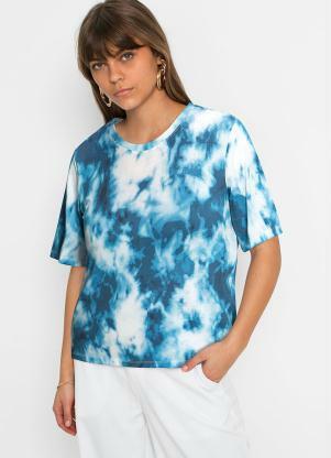 T-Shirt Decote Redondo (Tie Dye Azul)