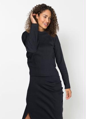Blusa B�sica Mangas Longas (Preta)
