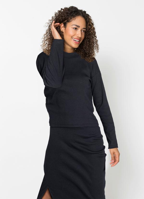 Blusa B�sica Mangas Longas (Preta)