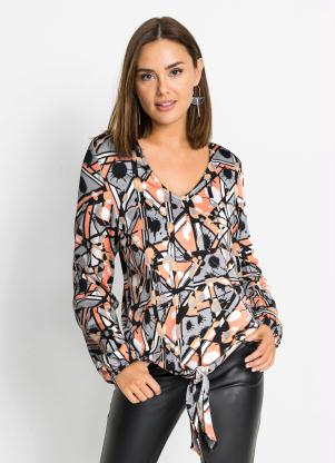 Blusa com Amarra��o na Barra Estampado (Salm�o)