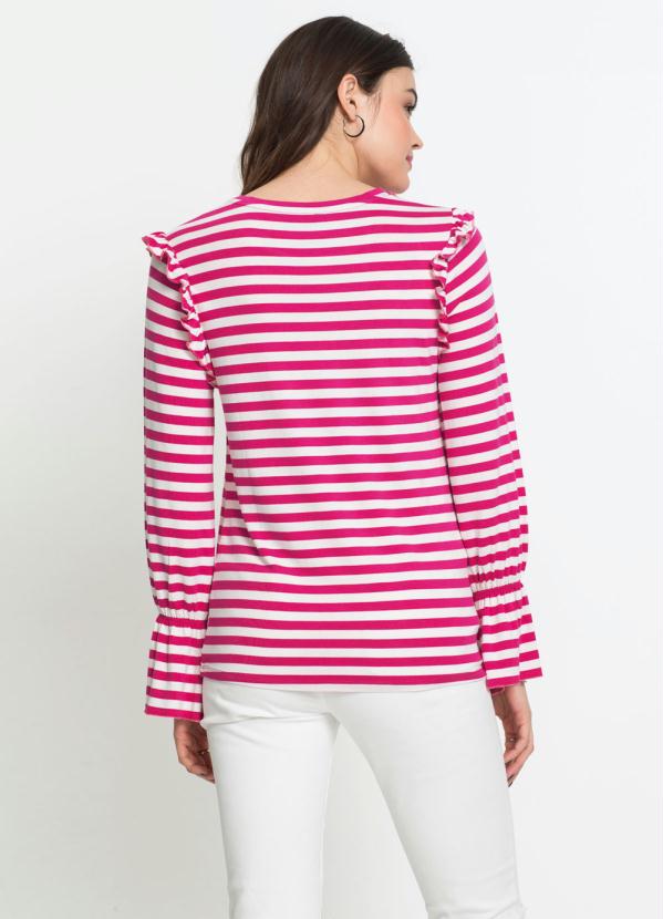 blusa listrada rosa