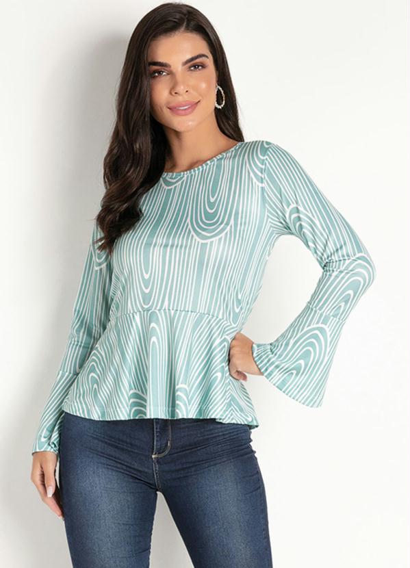 Blusa com Babado (Listras Verde)