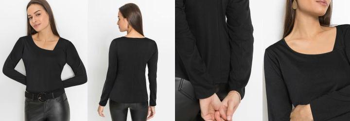 Blusa com Decote Assim�trico Preta