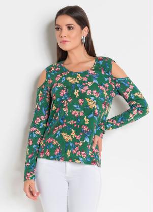 Blusa com Manga Longa com Ombro Vazado (Floral)