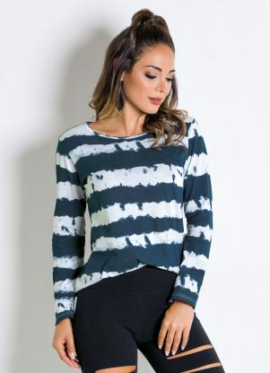Blusa com Manga Longa (Tie Dye) em Meia Malha
