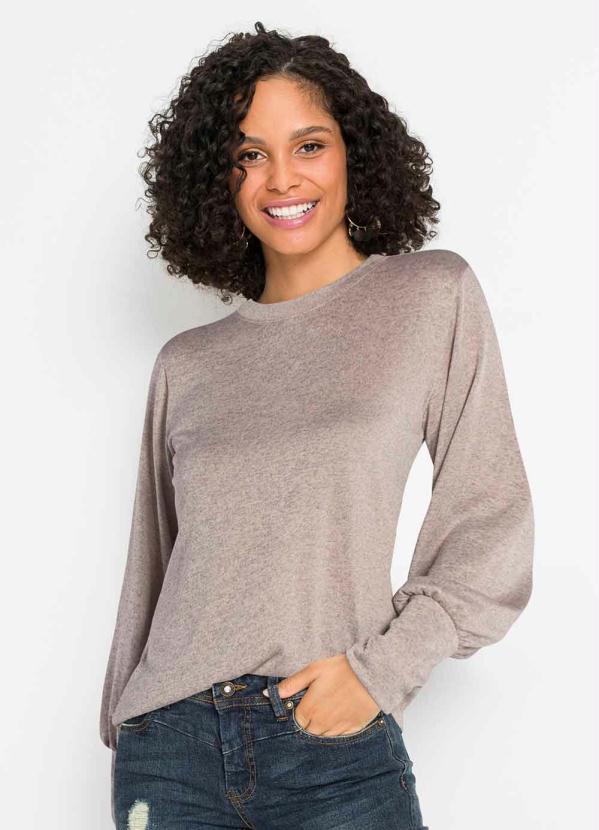 Blusa com Punhos Largos e Mangas Bufante (Rosa)