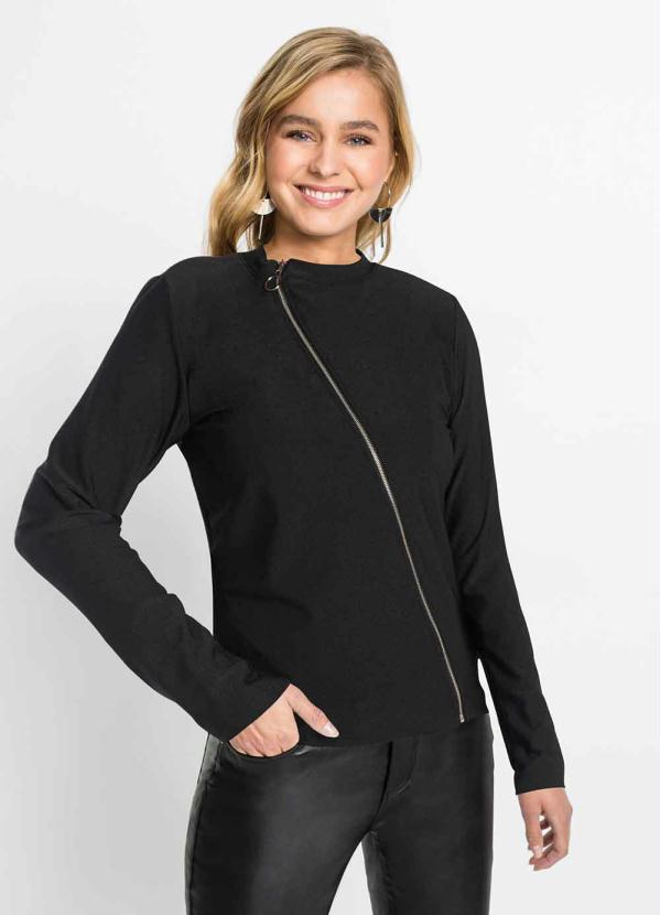 Blusa com Zíper Frontal (Preto) Blusa com Zíper Frontal (Preto)