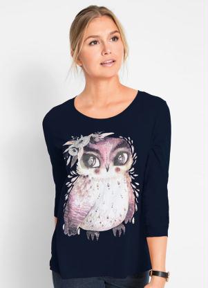 Blusa Coruja Mangas Longas (Marinho) Blusa Coruja Mangas Longas (Marinho)