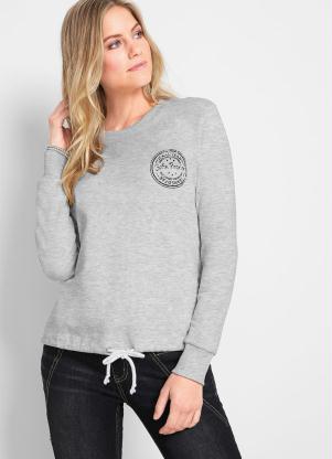 Blusa de Moletom com Cadar�o na Barra (Mescla)