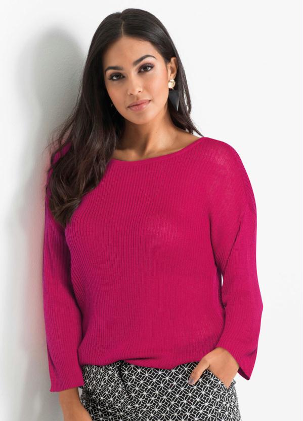 blusa de lã rosa pink