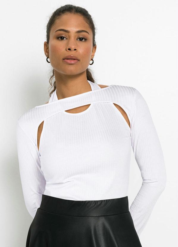 Blusa Efeito Sobreposi��o Manga Longa (Branca)