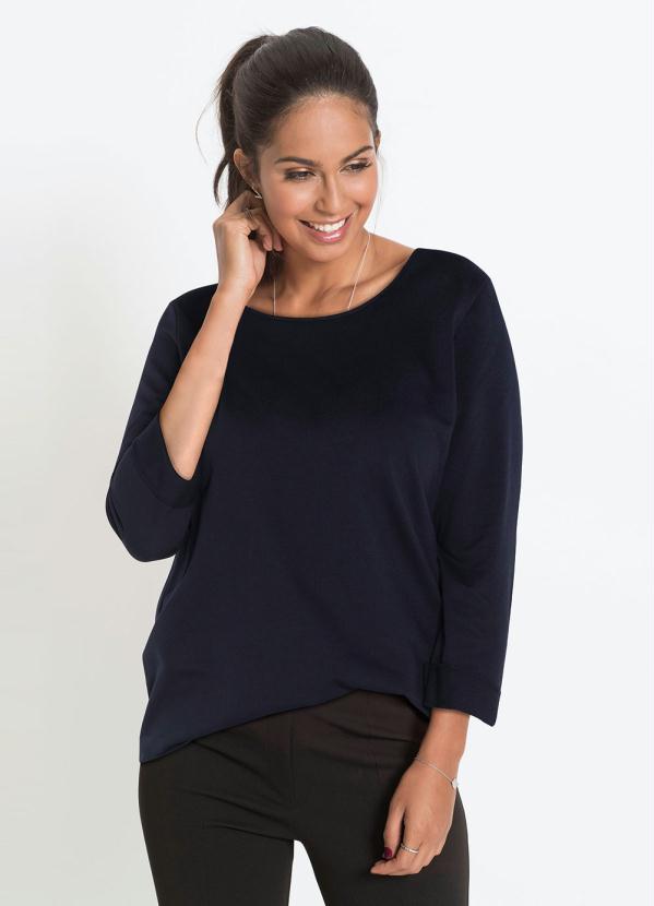 Blusa em Moletinho Decote Redondo (Azul)