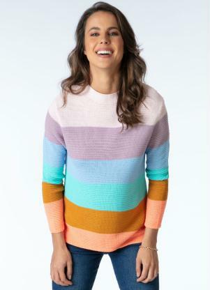 Blusa em Tricô (Listras Candy) Alongada Blusa em Tricô (Listras Candy) Alongada