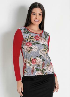 Blusa Estampada (Floral Vermelha) Moda Evang�lica
