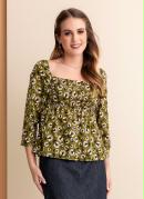 Blusa Floral Verde com Last�x