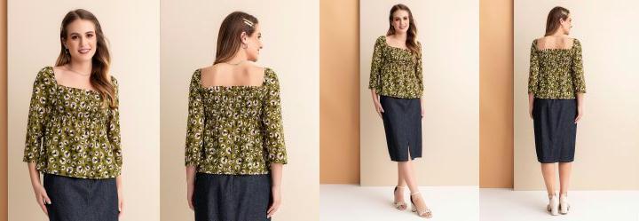 Blusa Floral Verde com Last�x