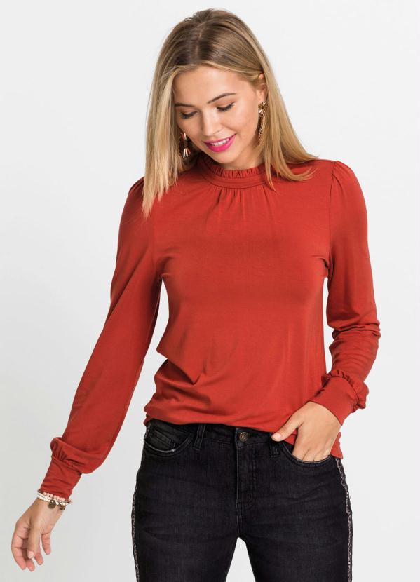 Blusa Gola Alta com Babados (Terracota)