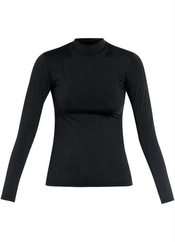 blusa de gola alta e manga longa preta