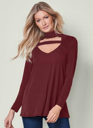 Blusa Gola Chocker Recorte Decote (Bord�)